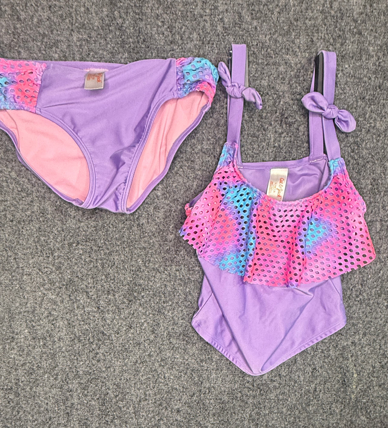 Cat & Jack Girls' Mesh Ruffle Tankini Set