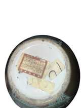 Vintage Frosted Glass Enameled Lotus Vase - Image 2