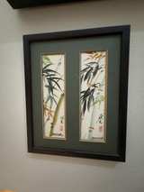 Original Bamboo Ink Painting Framed Green - Image 1