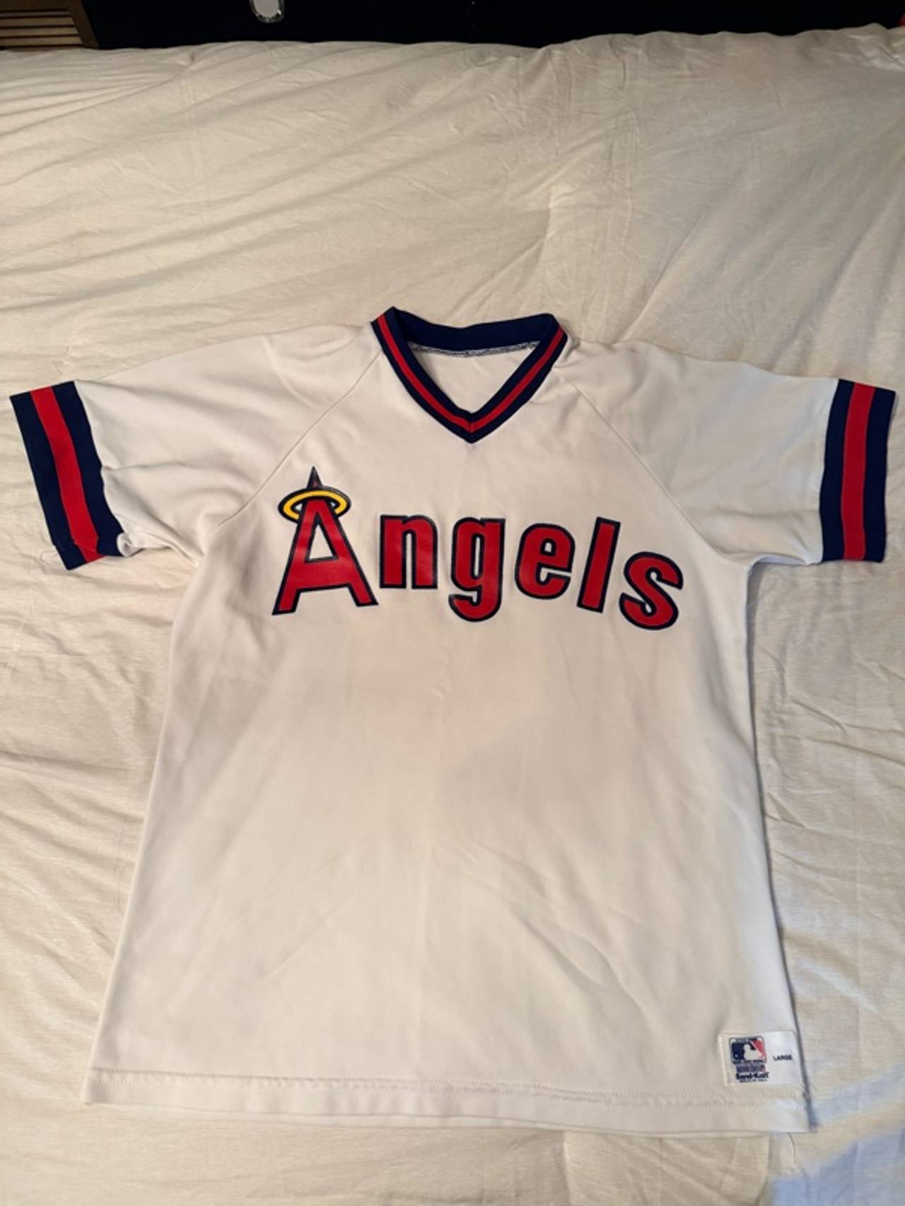 California Angels Vintage Sand Knit White Jersey