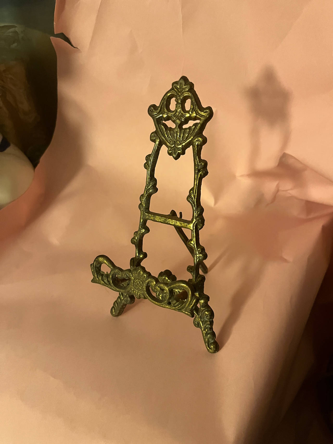 Vintage Ornate Brass Tabletop Display Easel