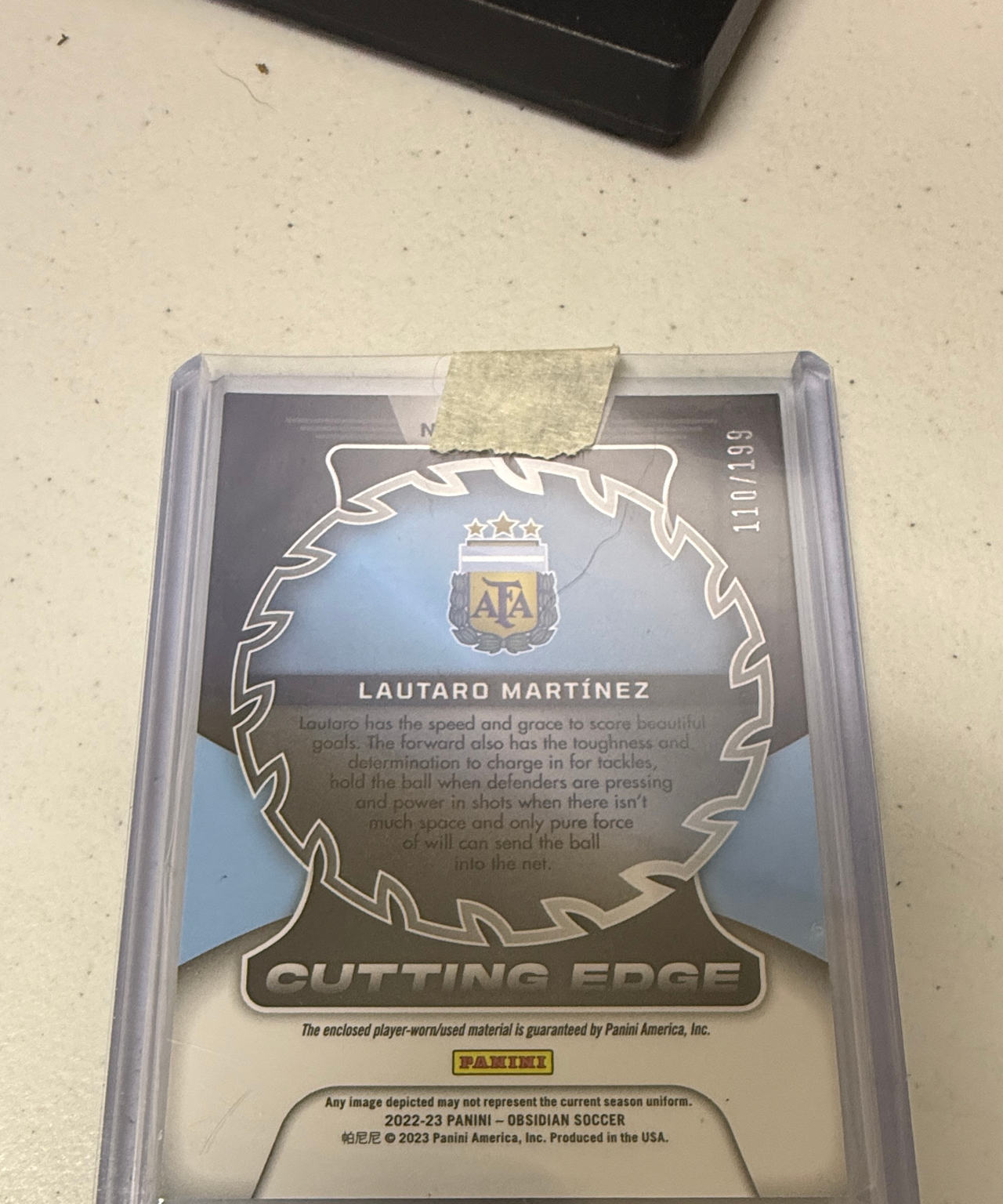 2022-23 Panini Obsidian Lautaro Martinez Cutting Edge Memorabilia Card /199