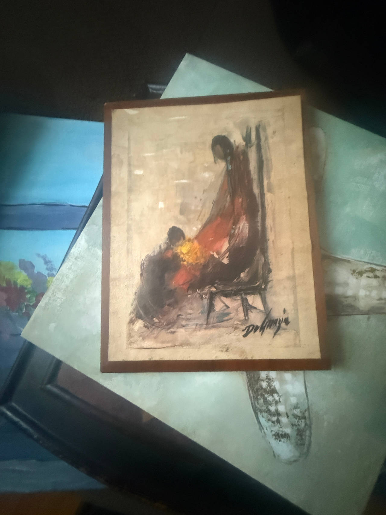 DeGrazia Mother and Child Vintage Wood Plaque Art