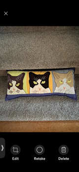 Natural Habitat Three Cat Face Lumbar Pillow - Image 1