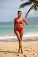 Shade & Shore Red Underwire Bikini (TOP ONLY) sz 34DD - Image 2