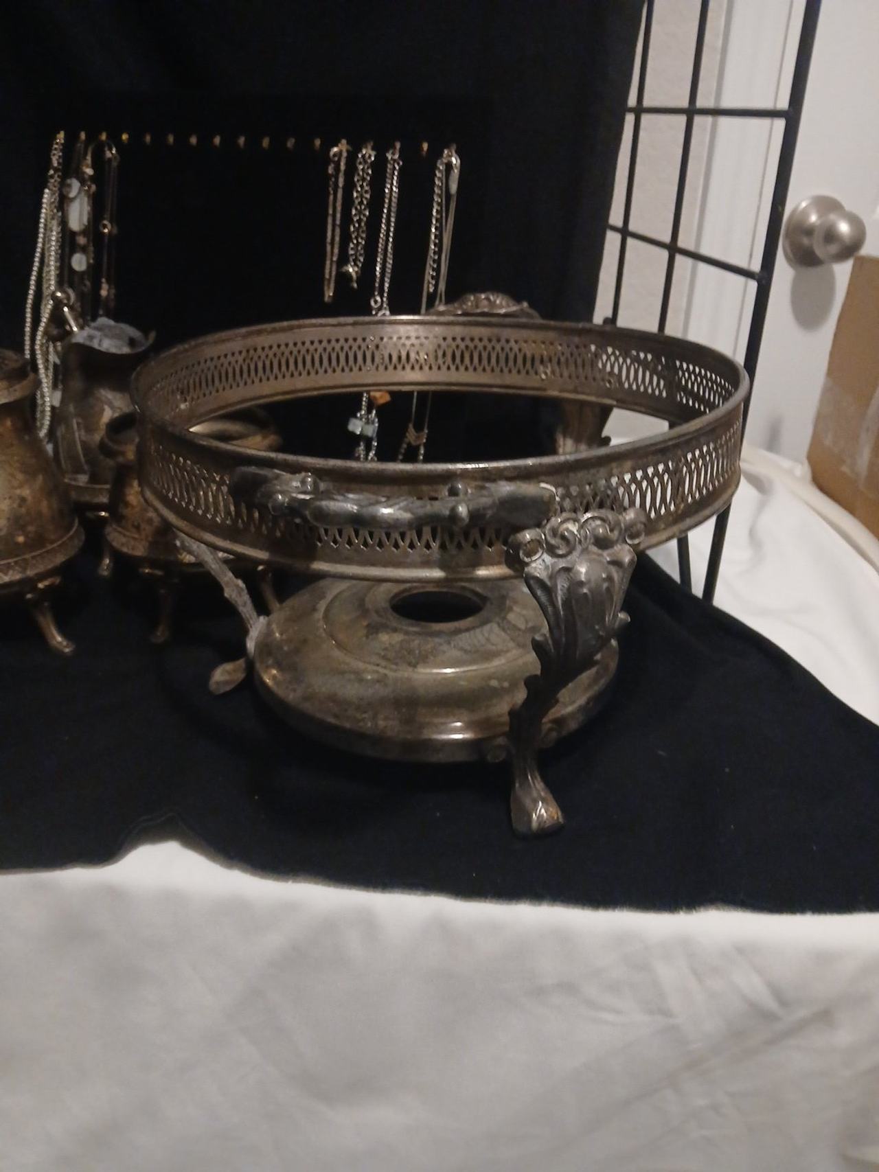 Vintage Silver Plated Chafing Dish Stand with Burner