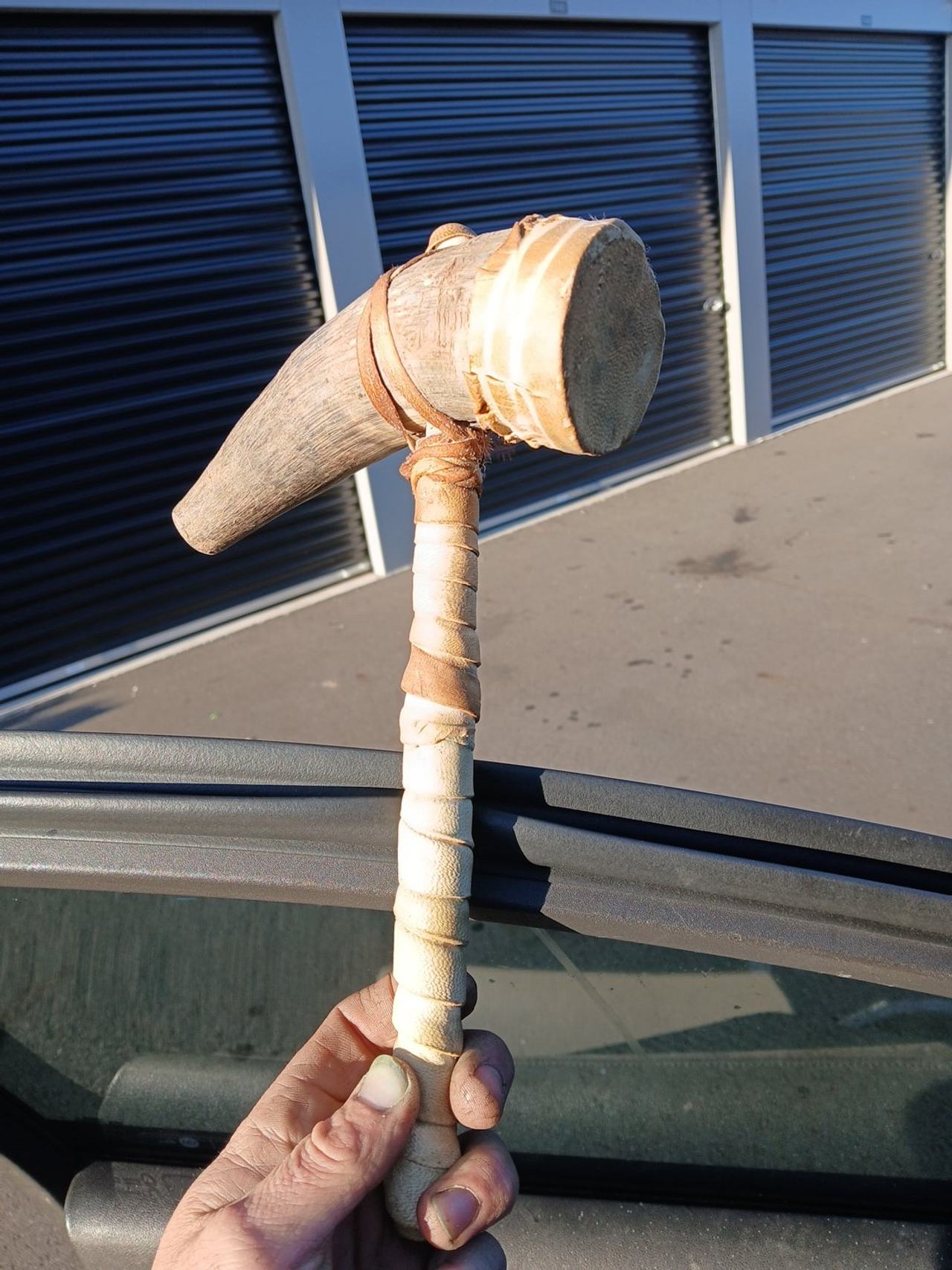 Handmade Antler and Leather War Club Tomahawk
