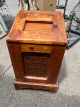 Antique Woolson Spice Co. Wooden Coffee Bin - Image 1