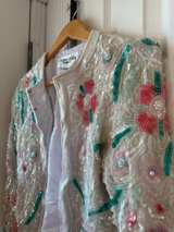 JOAN LESLIE EVENINGS Vintage Pastel Beaded Sequin Jacket - Image 4