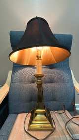 Vintage Brass Table Lamp with Black Shade - Image 4