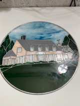 Signed Handmade Stained Glass House Landscape Panel Bobbie Burnett 1998 - Image 2