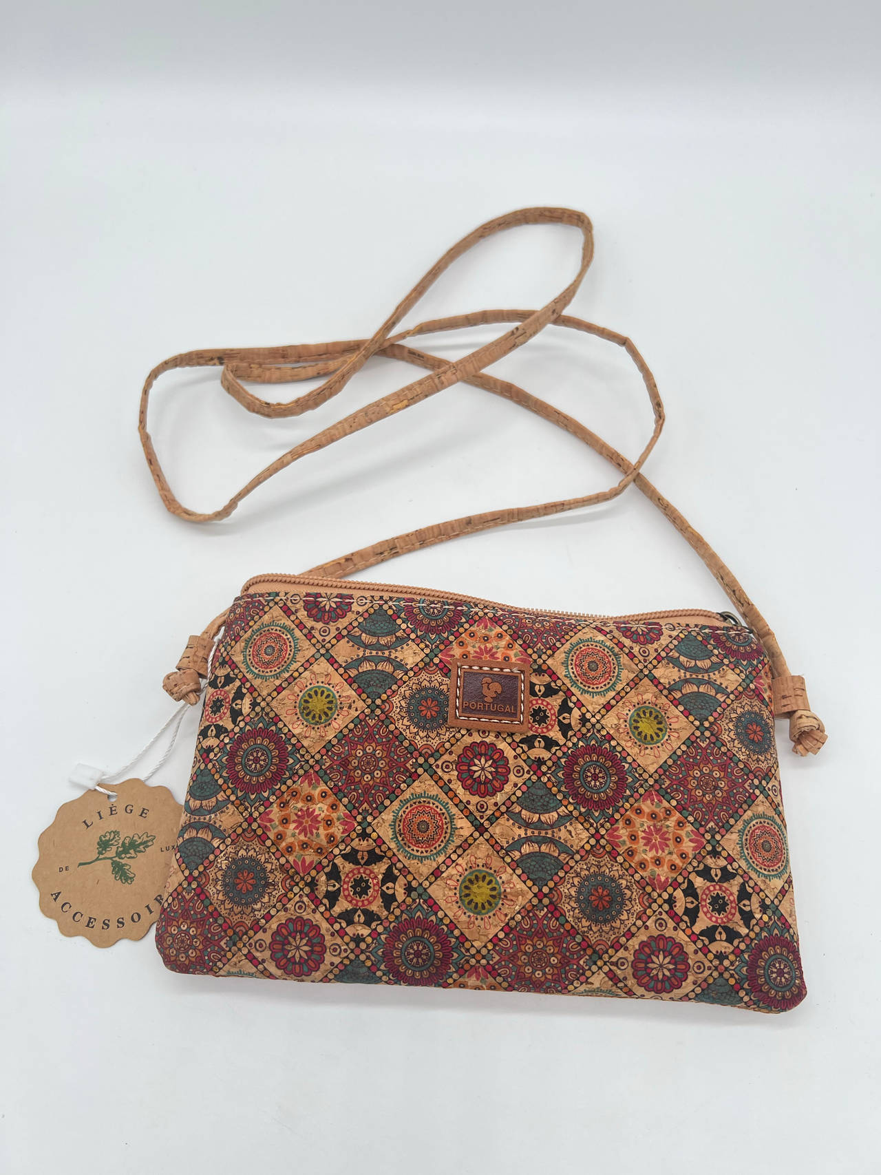 Liège Accessoires Portugal Cork Crossbody Bag Mosaic Tile Print Vegan Purse
