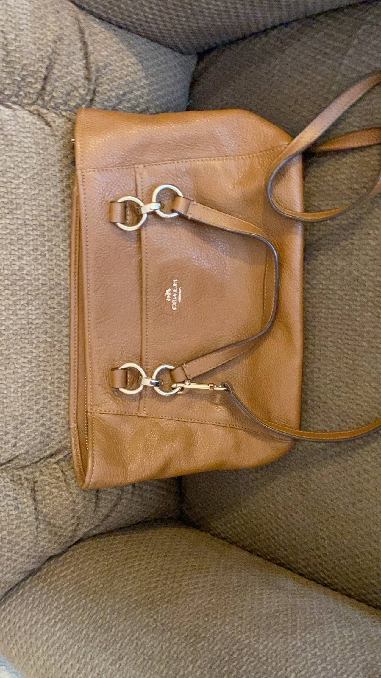 Coach Pebbled Leather Satchel Cognac Brown