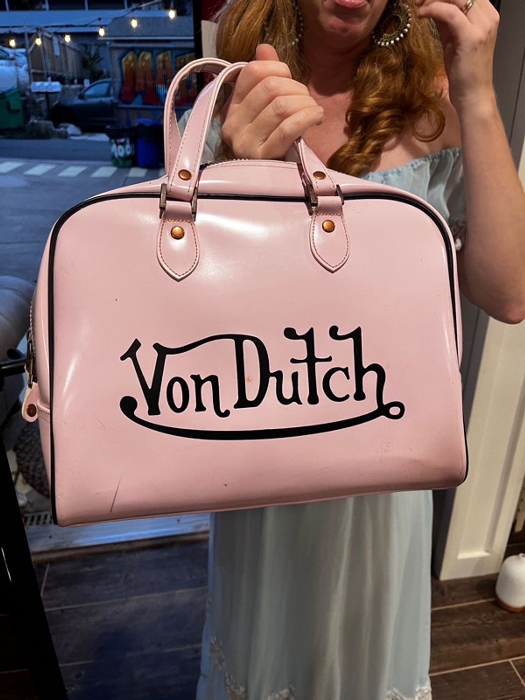 Von Dutch Pink Vintage Bowling Bag