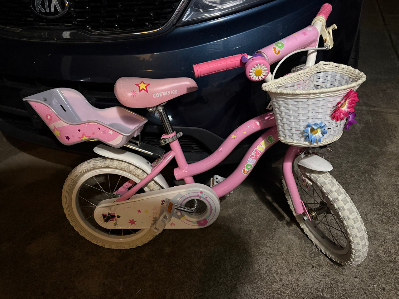 COEWSKE 14 Inch Girls Bike with Basket and Doll Seat