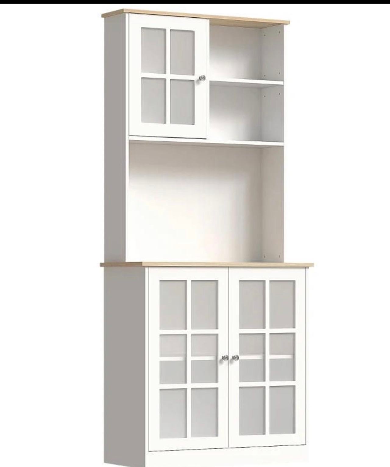 Kitchen Storage Hutch with Glass Doors