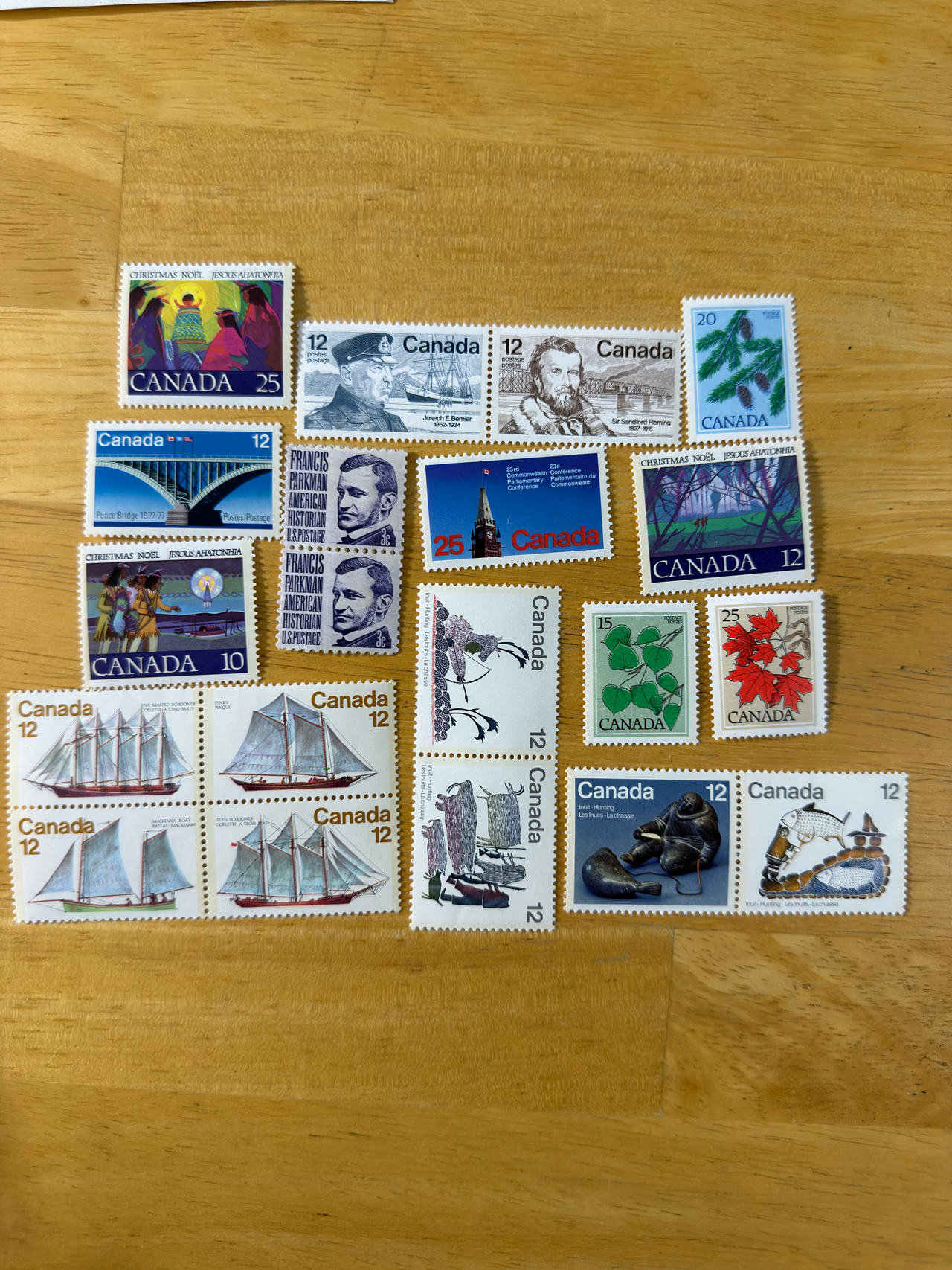 Assorted Vintage Canadian and US Postage Stamps