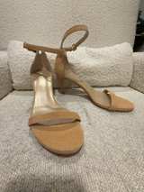 Stuart Weitzman Nudist Beige Leather Sandals: 7.5 - Image 1