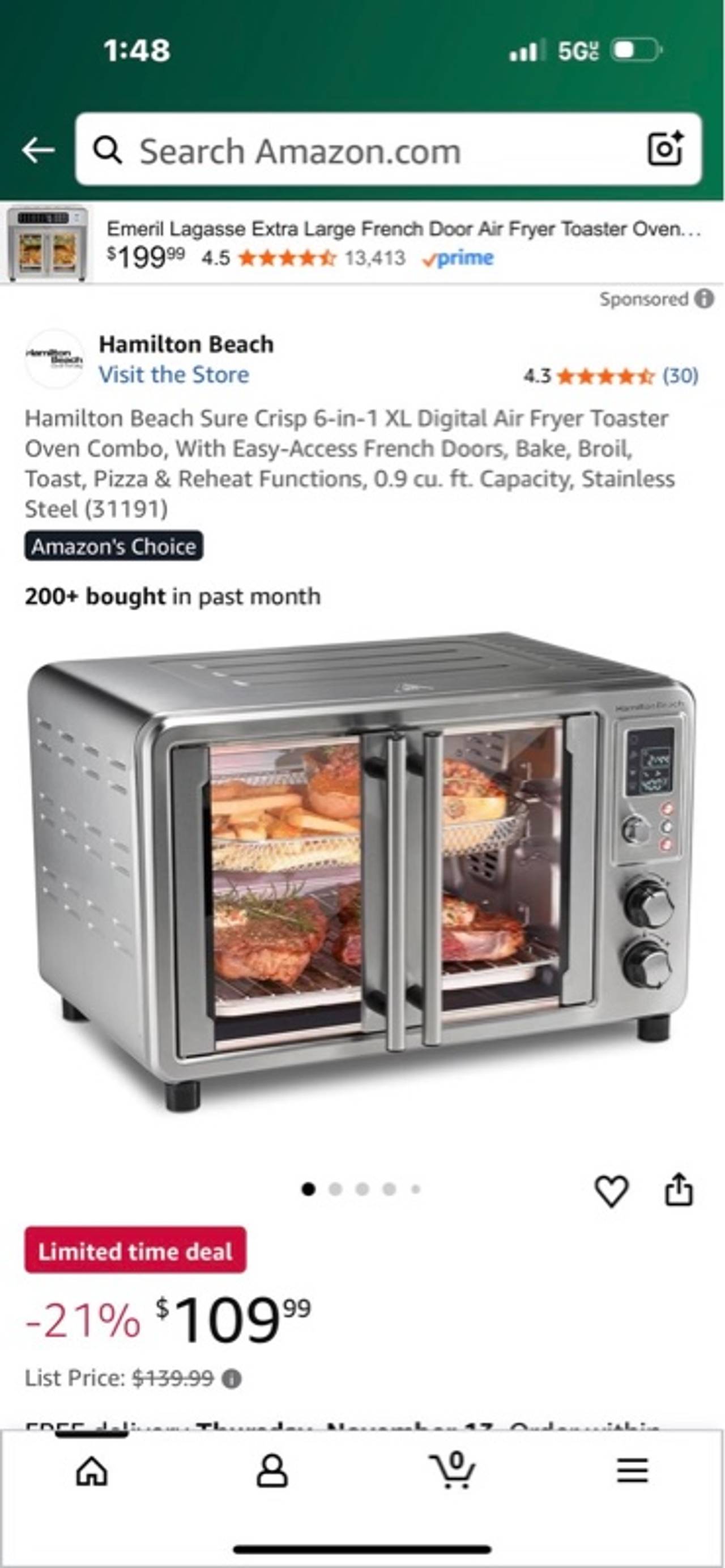 Hamilton Beach Sure-Crisp 6-in-1 XL Digital Air Fryer Oven