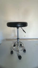 Leather Modern Round Rolling Stool - Image 3