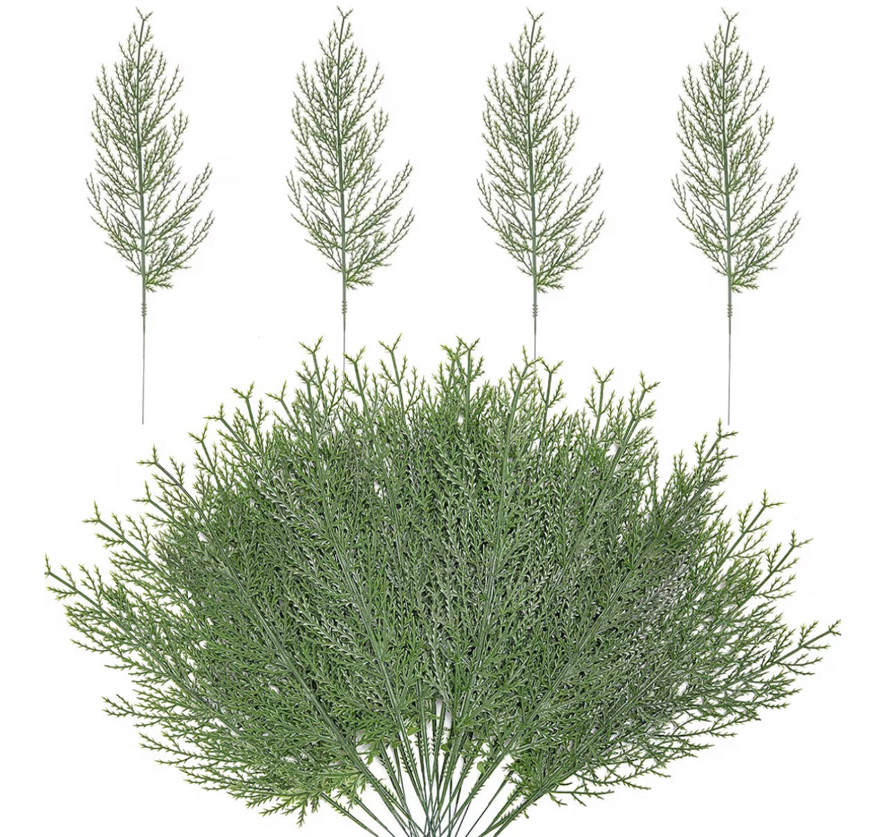 Alpurple 60 Pcs Artificial Pine Branches- 13.7 Inches Fake Greenery Pine Sprigs