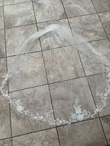 Floral Lace Applique Wedding Veil with Comb - Image 1