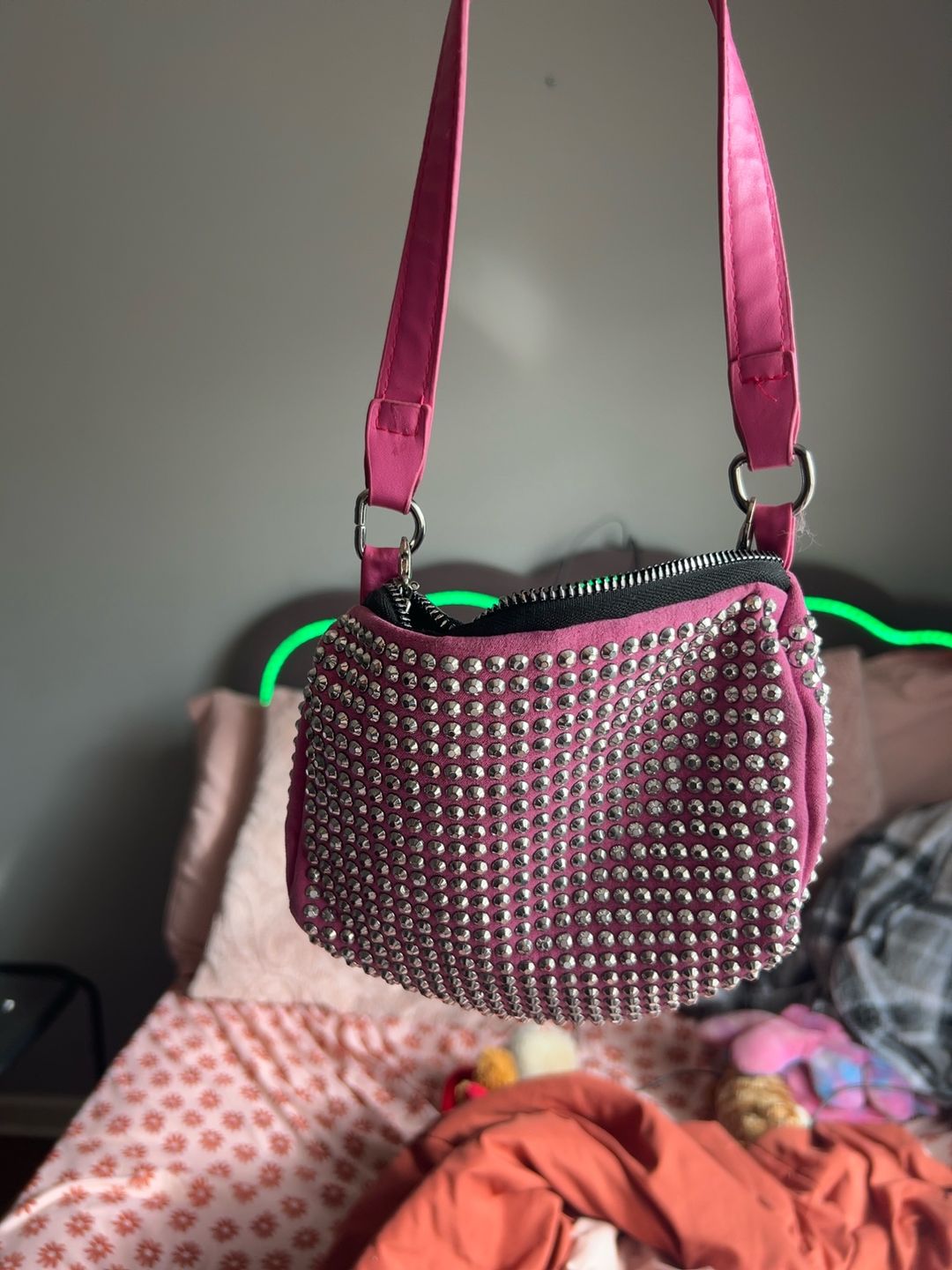 Bari Lynn Ombre Crystal Embellished Chain Strap Shoulder Bag