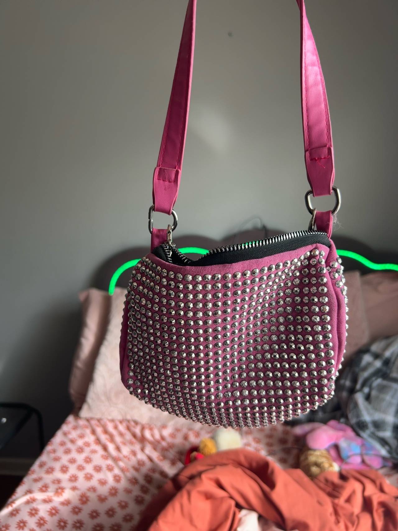 Bari Lynn Ombre Crystal Embellished Chain Strap Shoulder Bag