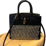 Louis Vuitton City Steamer MM Studded Black Leather Top Handle Crossbody Bag - Image 8