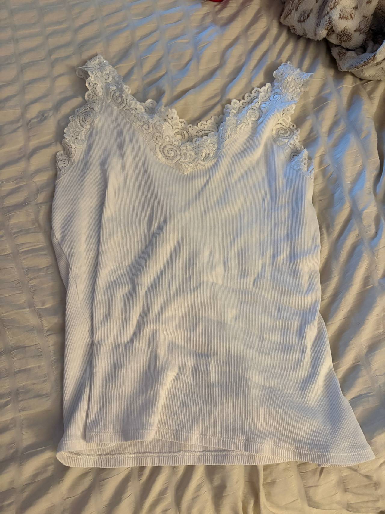 Lace Trim Ribbed Camisole