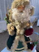 Vintage Santa Tree Topper Green Robe 22-inch - Image 2