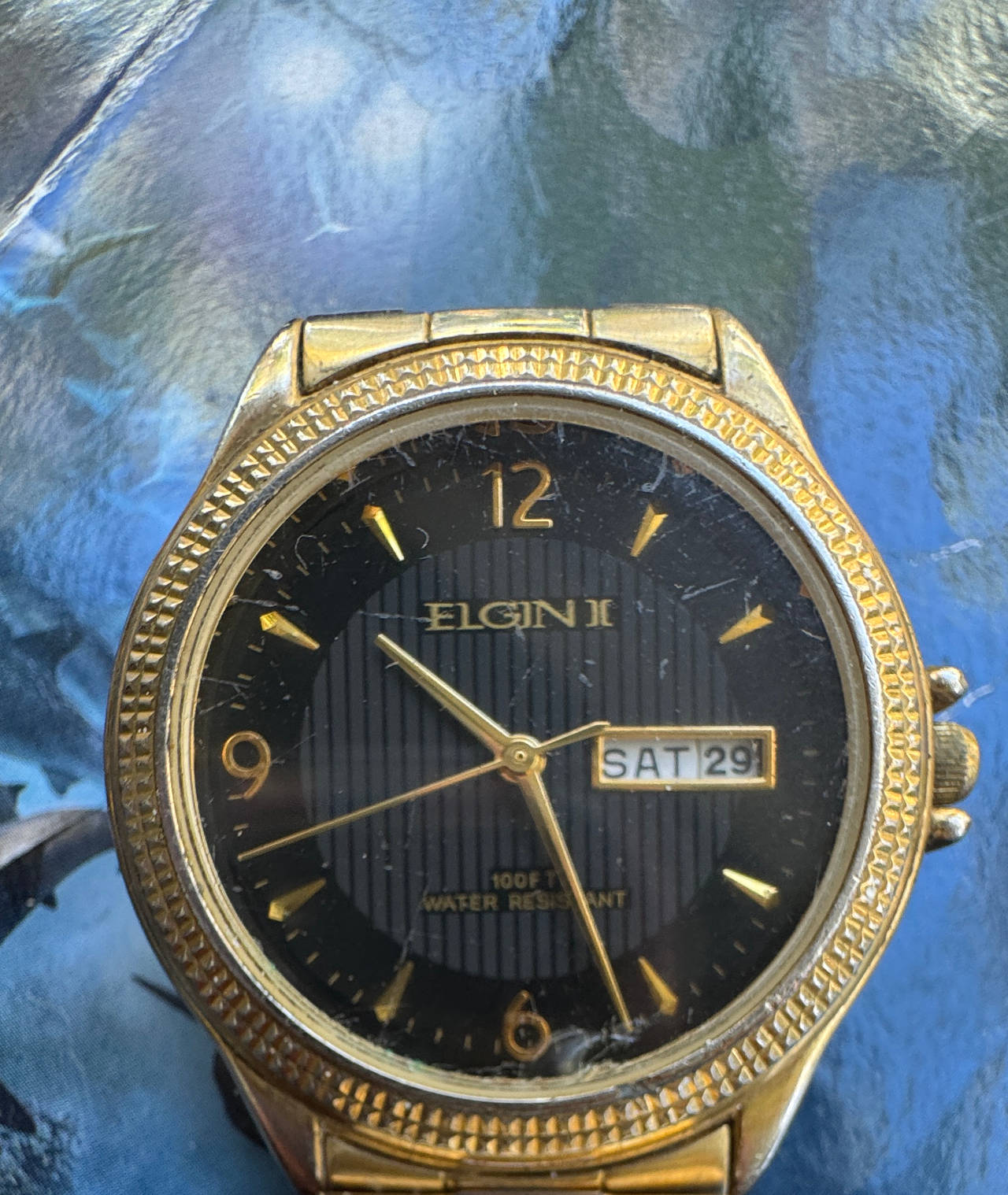 Elgin II Gold Tone Day Date Watch