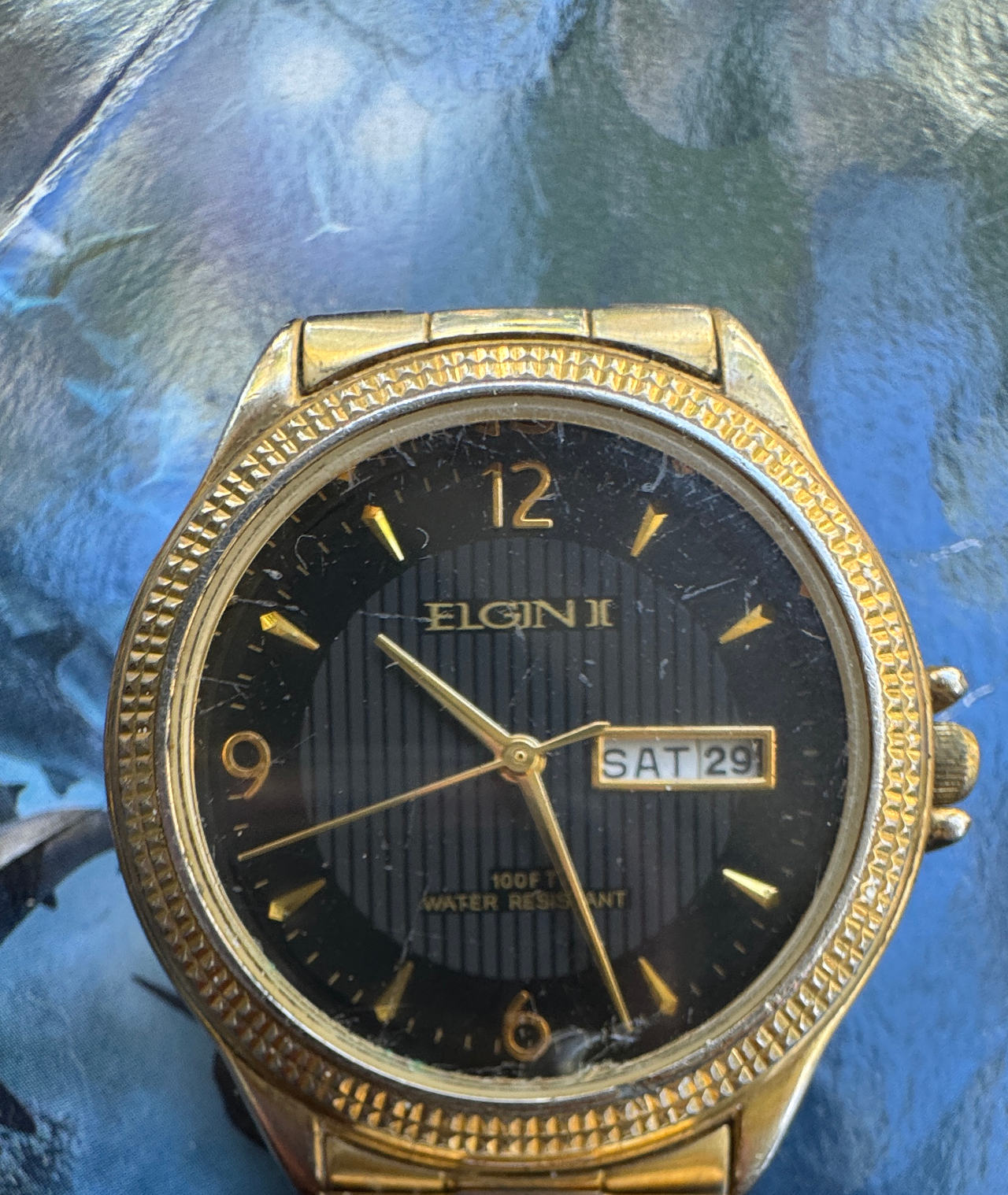 Elgin II Gold Tone Day Date Watch