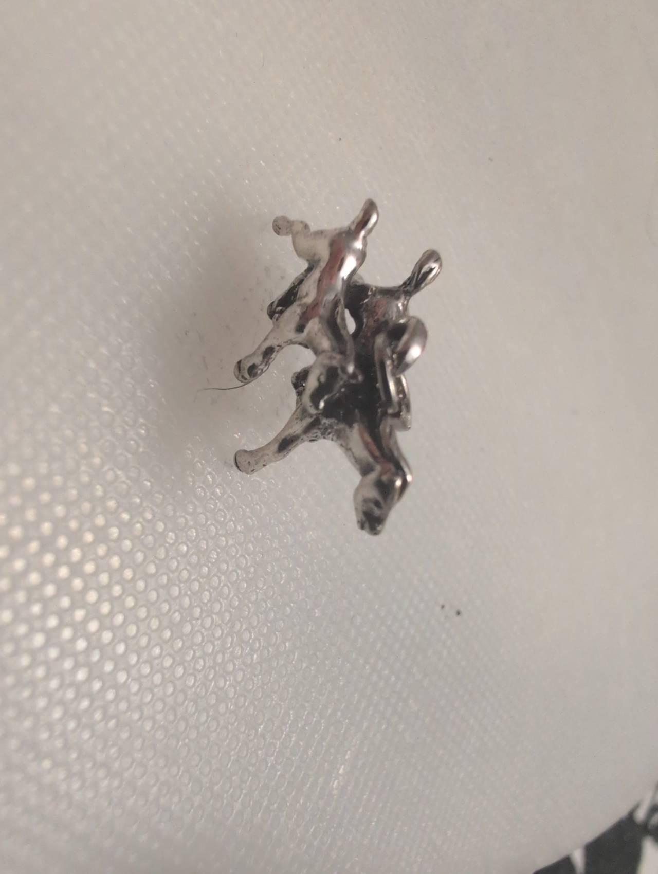 Vintage Silver Double Dog Charm Pendant