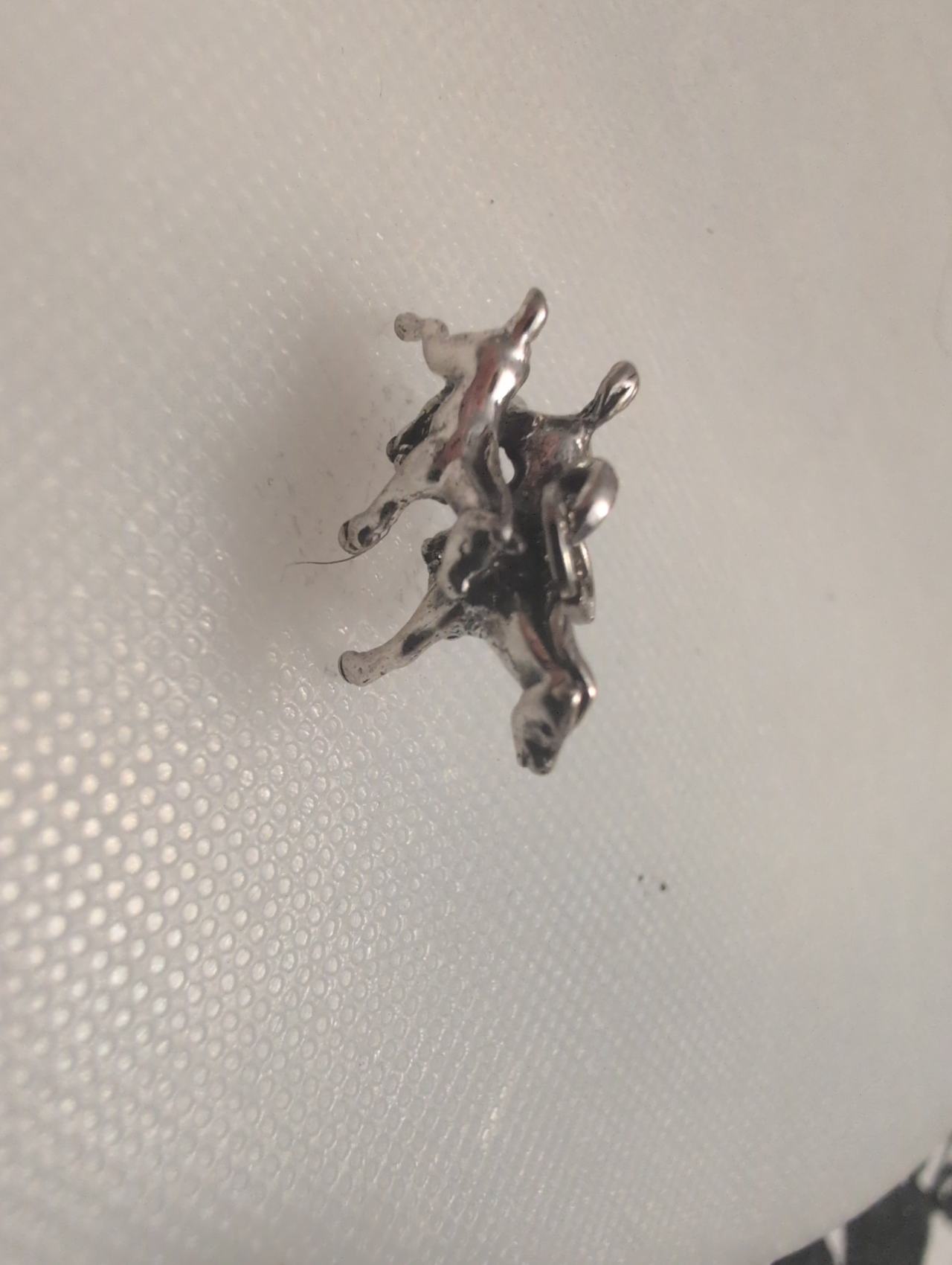 Vintage Silver Double Dog Charm Pendant