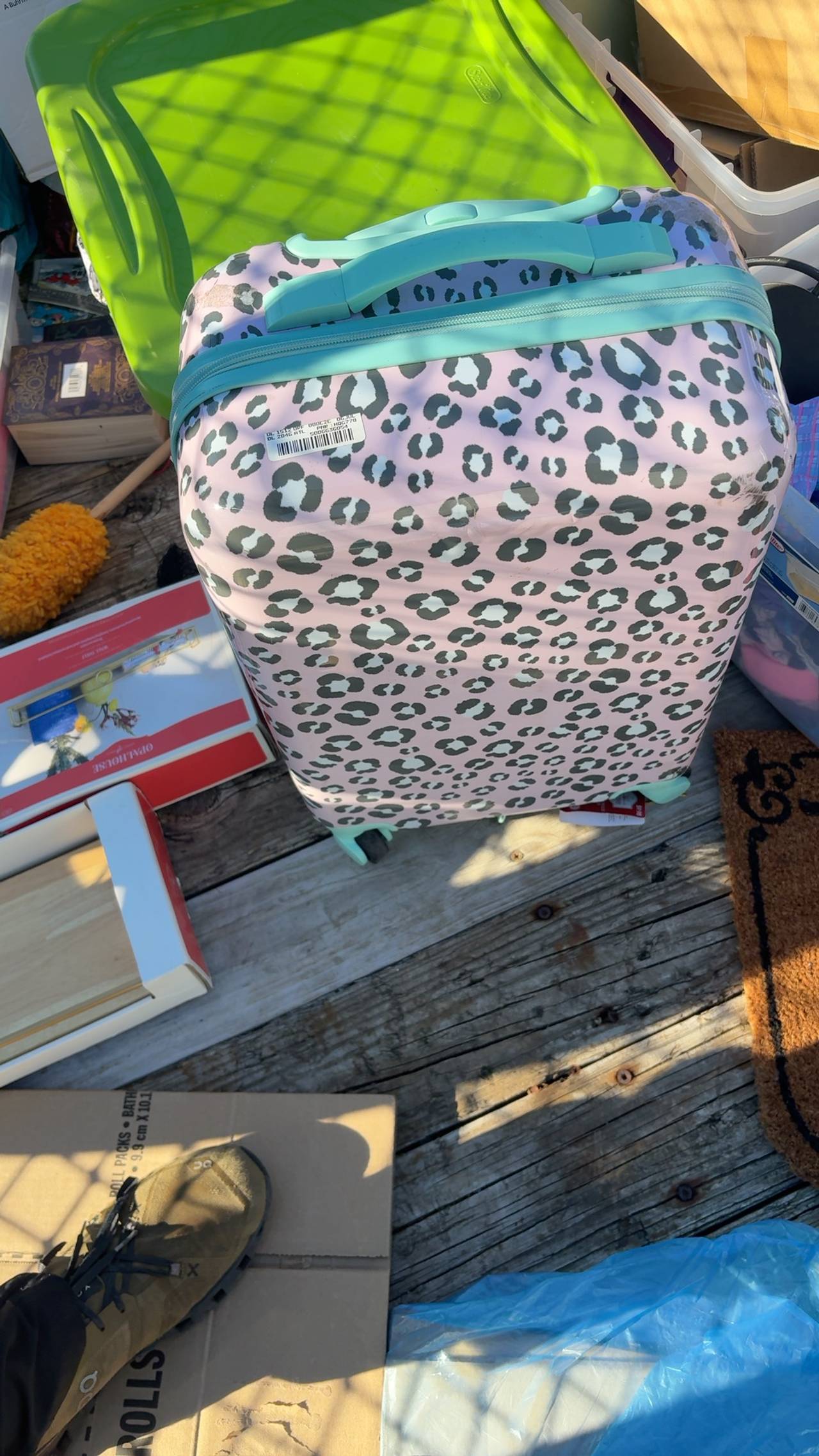 Crckt Kids' Hardside Carry-On Spinner Suitcase Pink Leopard