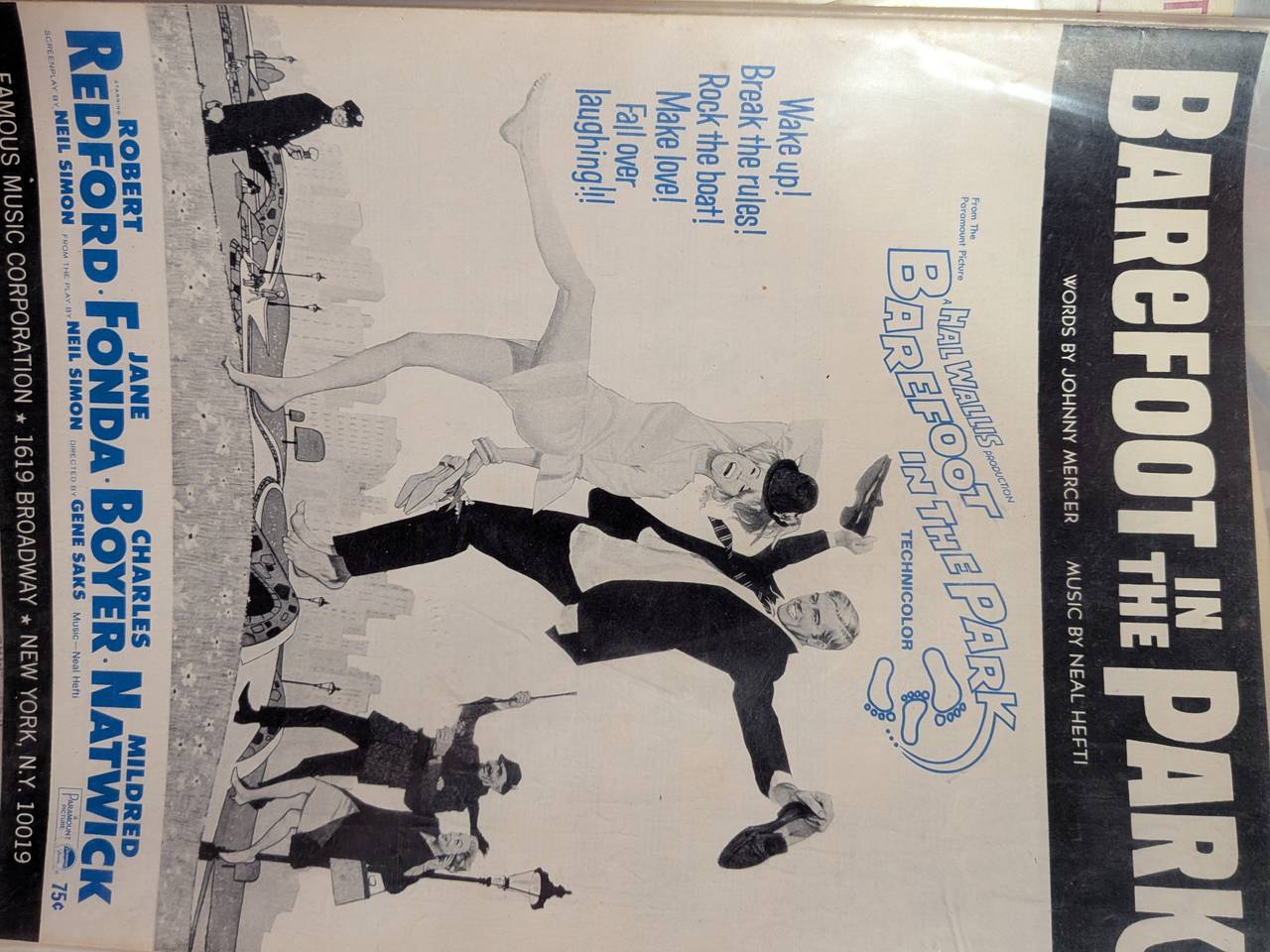 Barefoot in the Park Vintage Sheet Music