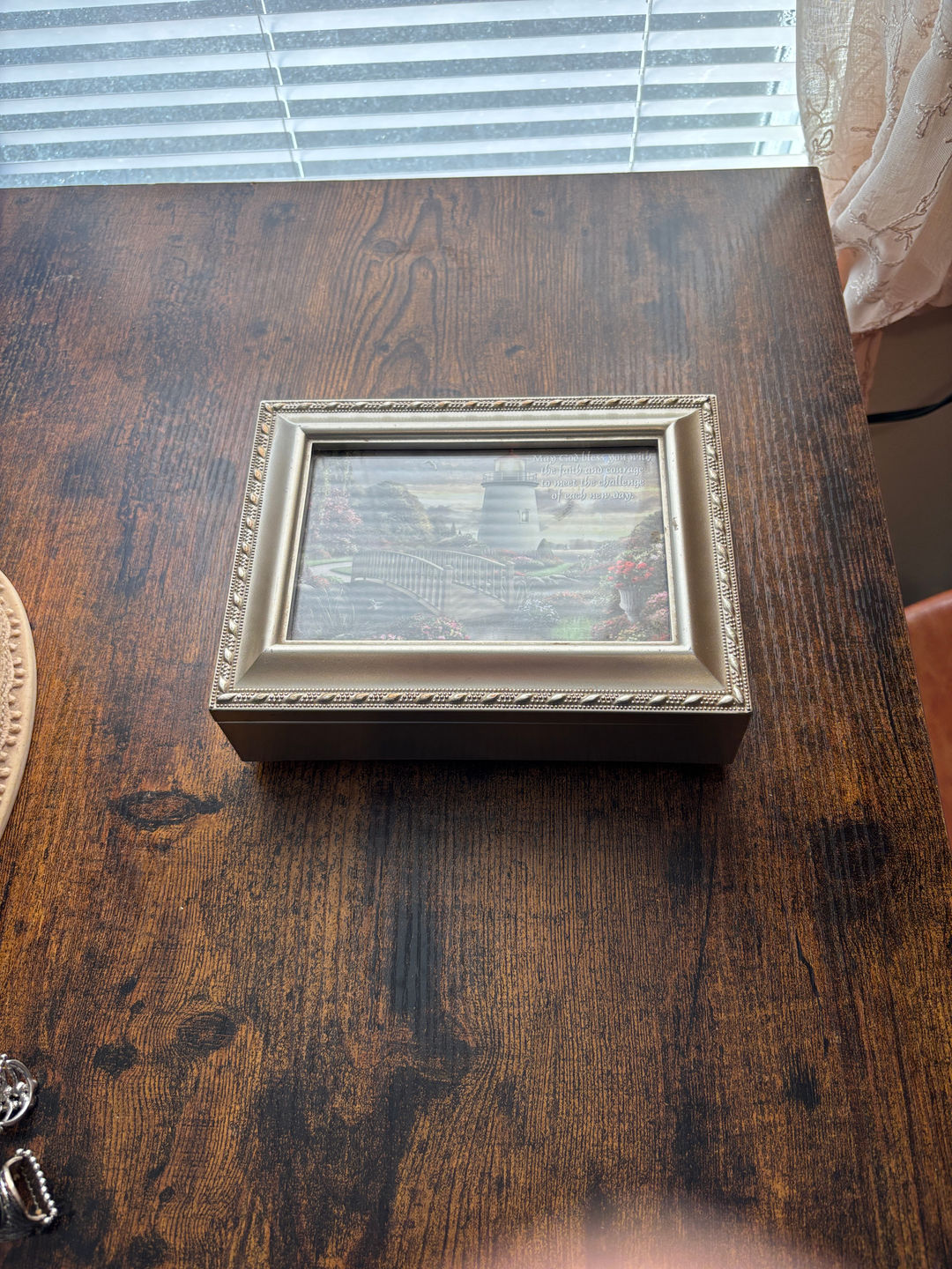 Cottage Garden Lighthouse Beaded Music Box