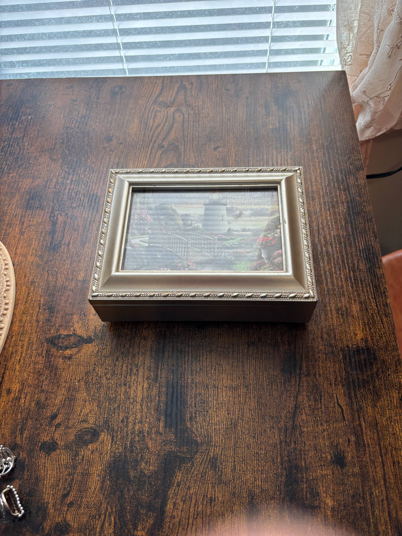 Cottage Garden Lighthouse Beaded Music Box