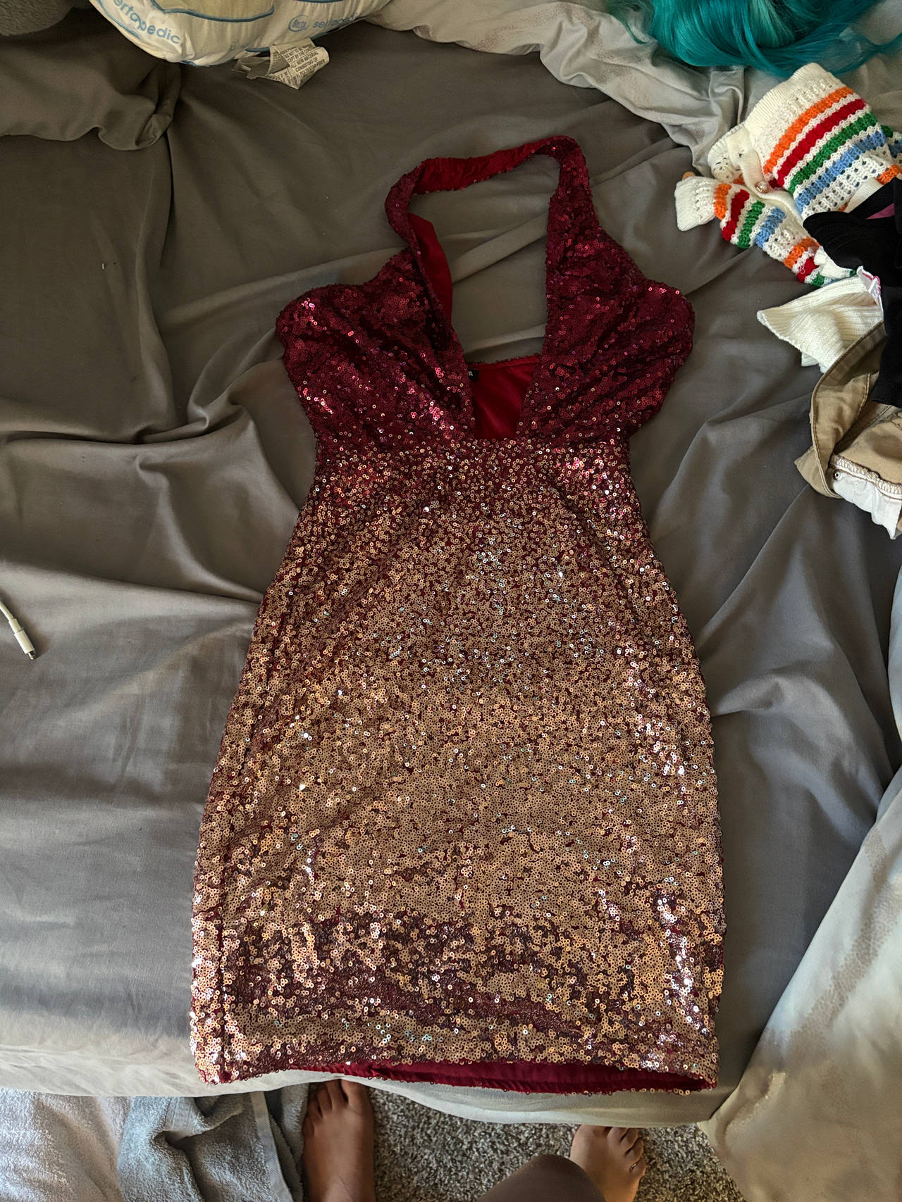 Sequin Halter Mini Dress