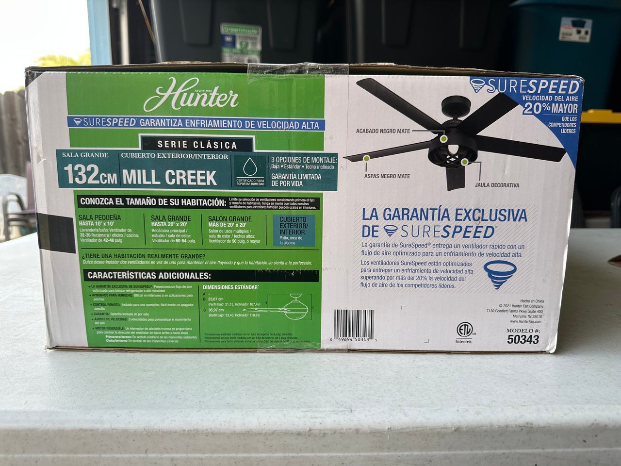Hunter Mill Creek 52-inch Matte Black Ceiling Fan