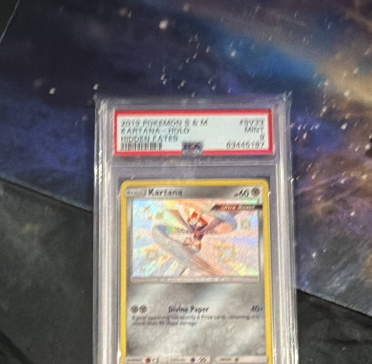 2019 Pokemon Sun & Moon Hidden Fates Kartana Holo SV33 PSA 9