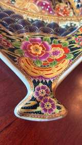 Vintage Japanese Fan Shaped Satsuma Style Porcelain Plate - Image 2