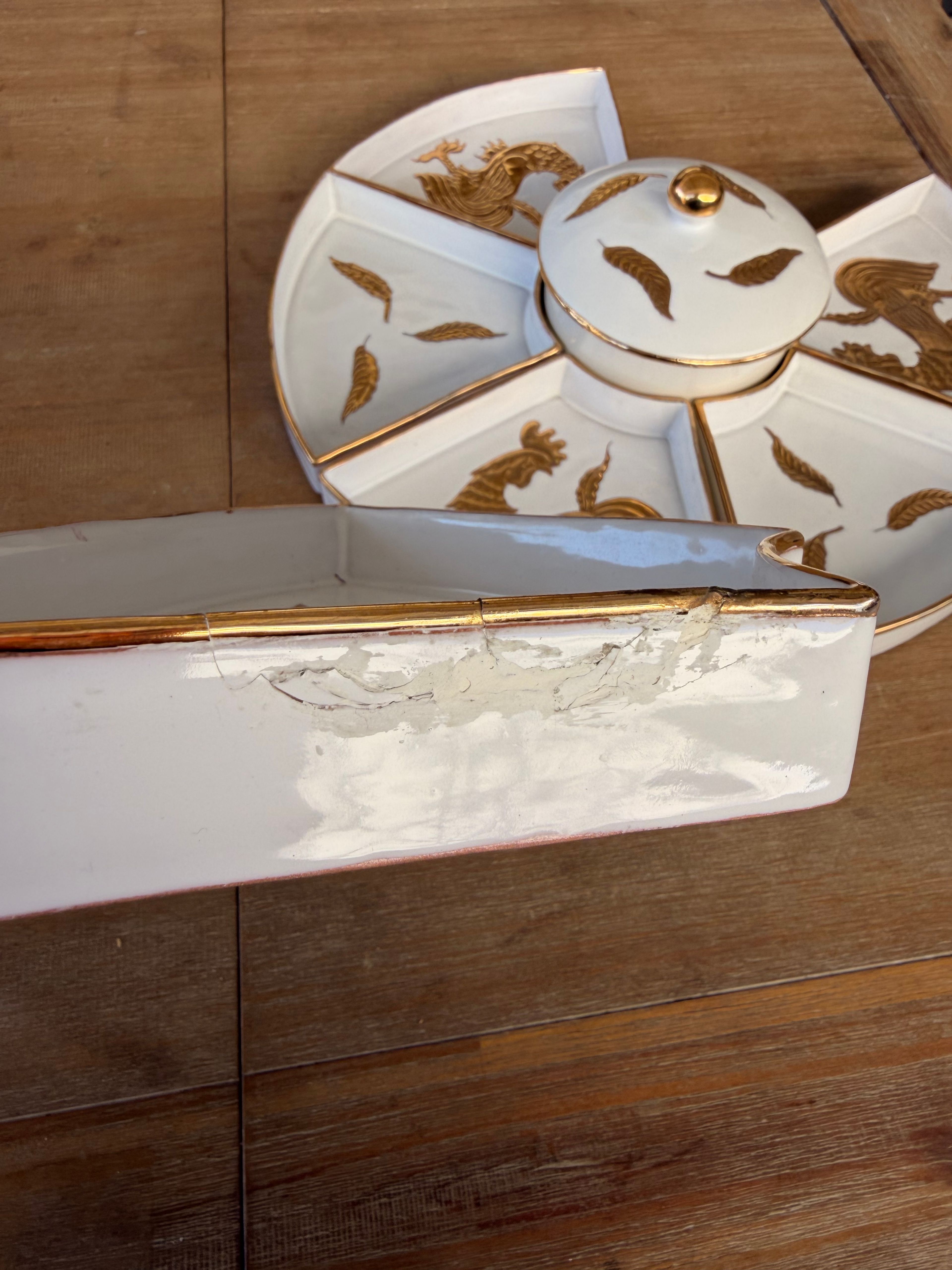 Hand-Painted Gilded Divided Serving Platter Charcuterie Saks Fifth Ave Original - Image 3