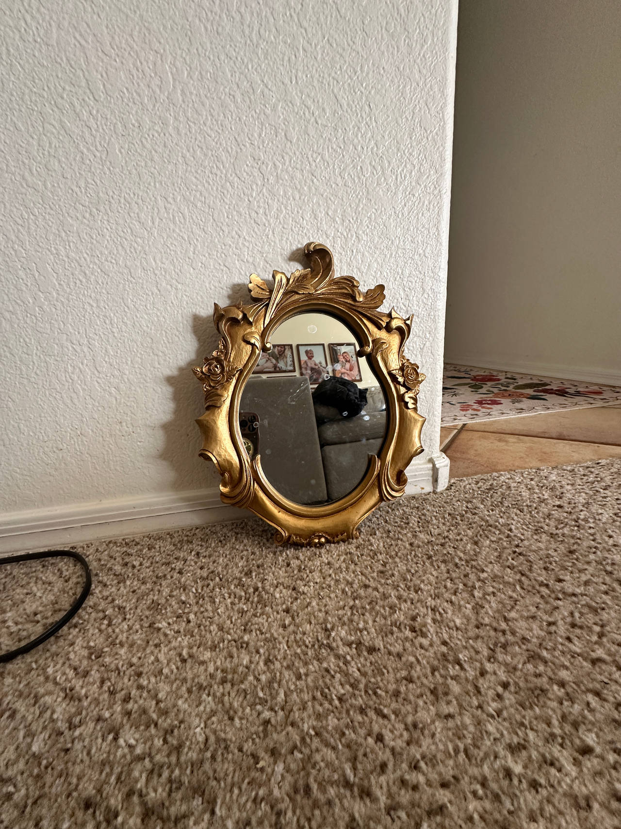 Ornate Gold Oval Mirror