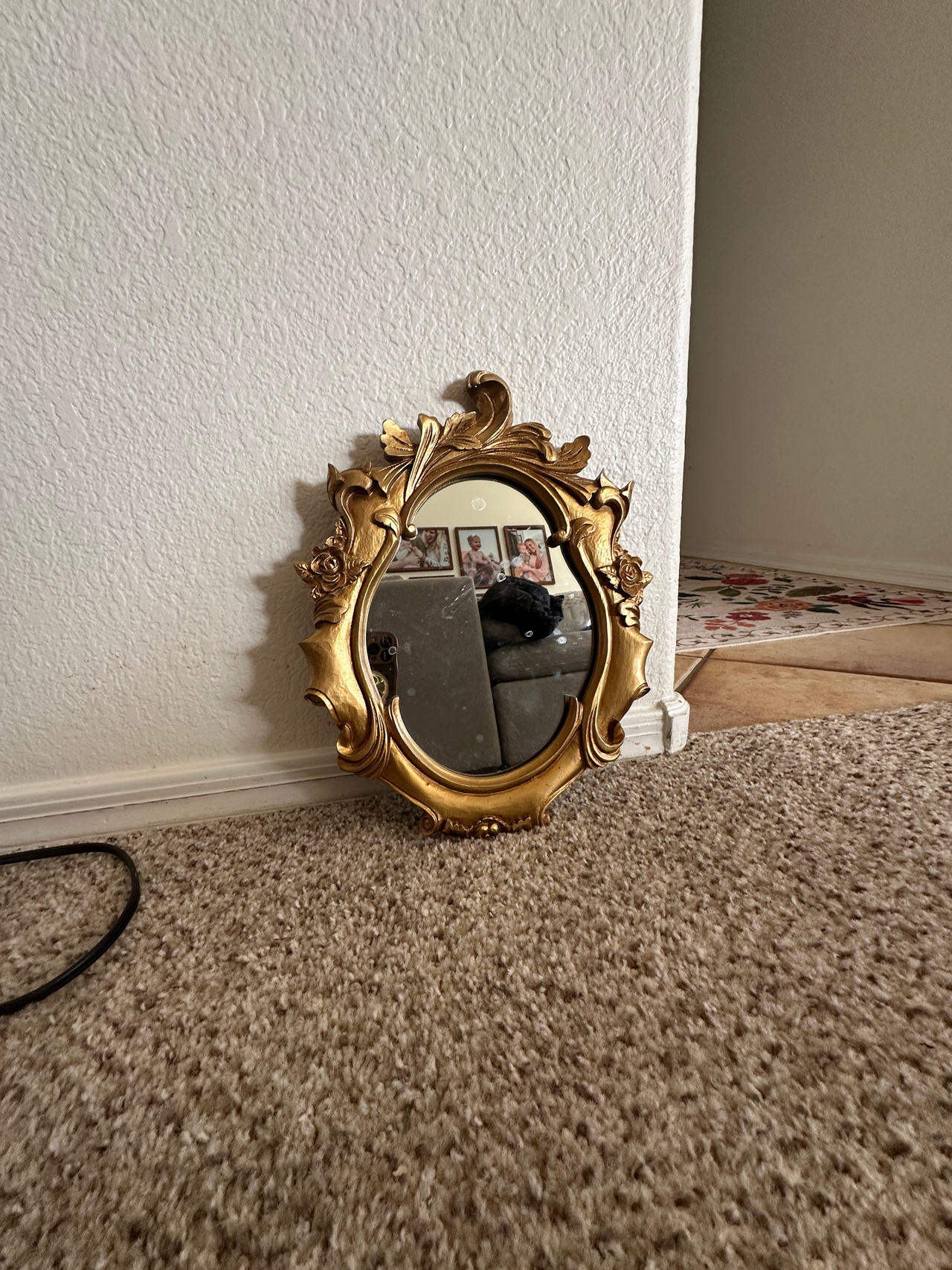Ornate Gold Oval Mirror