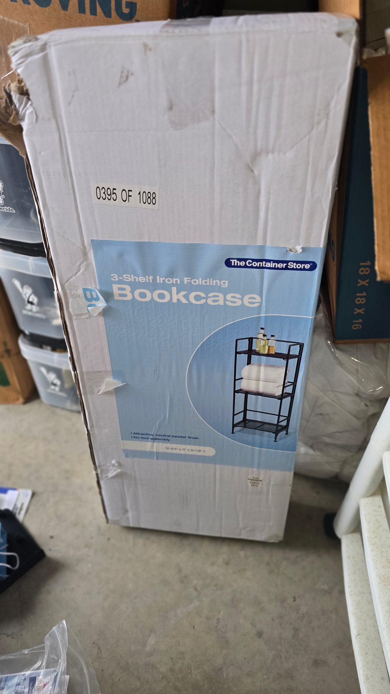 The Container Store 3-Shelf Iron Folding Bookcase