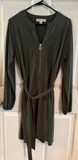 Michael Kors Olive Green Zip-Front Belted Dress - Image 1