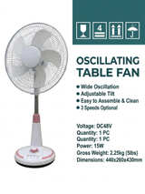48V DC Oscillating Table Fan - 15W 3-Speed - Image 4