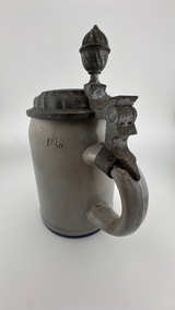 German Vintage Beer Stein Porcelain with Pewter Lid - Image 2